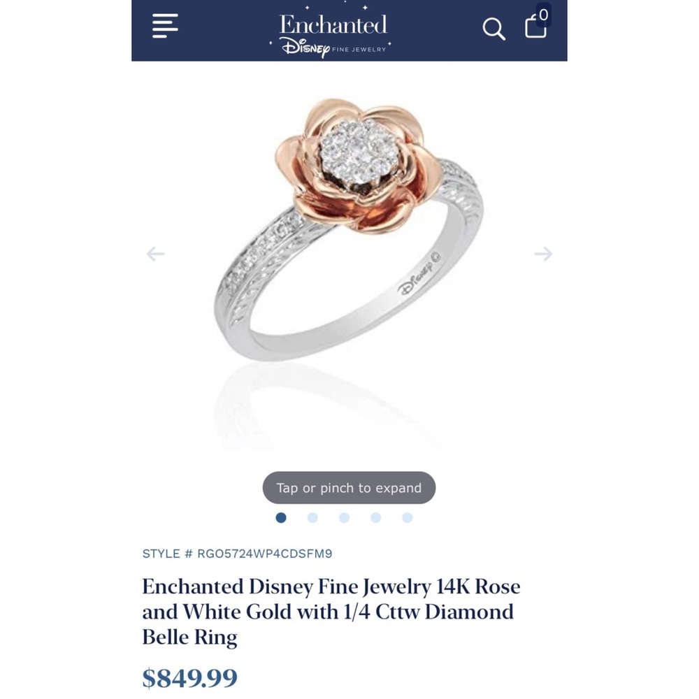 Enchanted Disney Belle Rose Ring - Picture 6 of 6